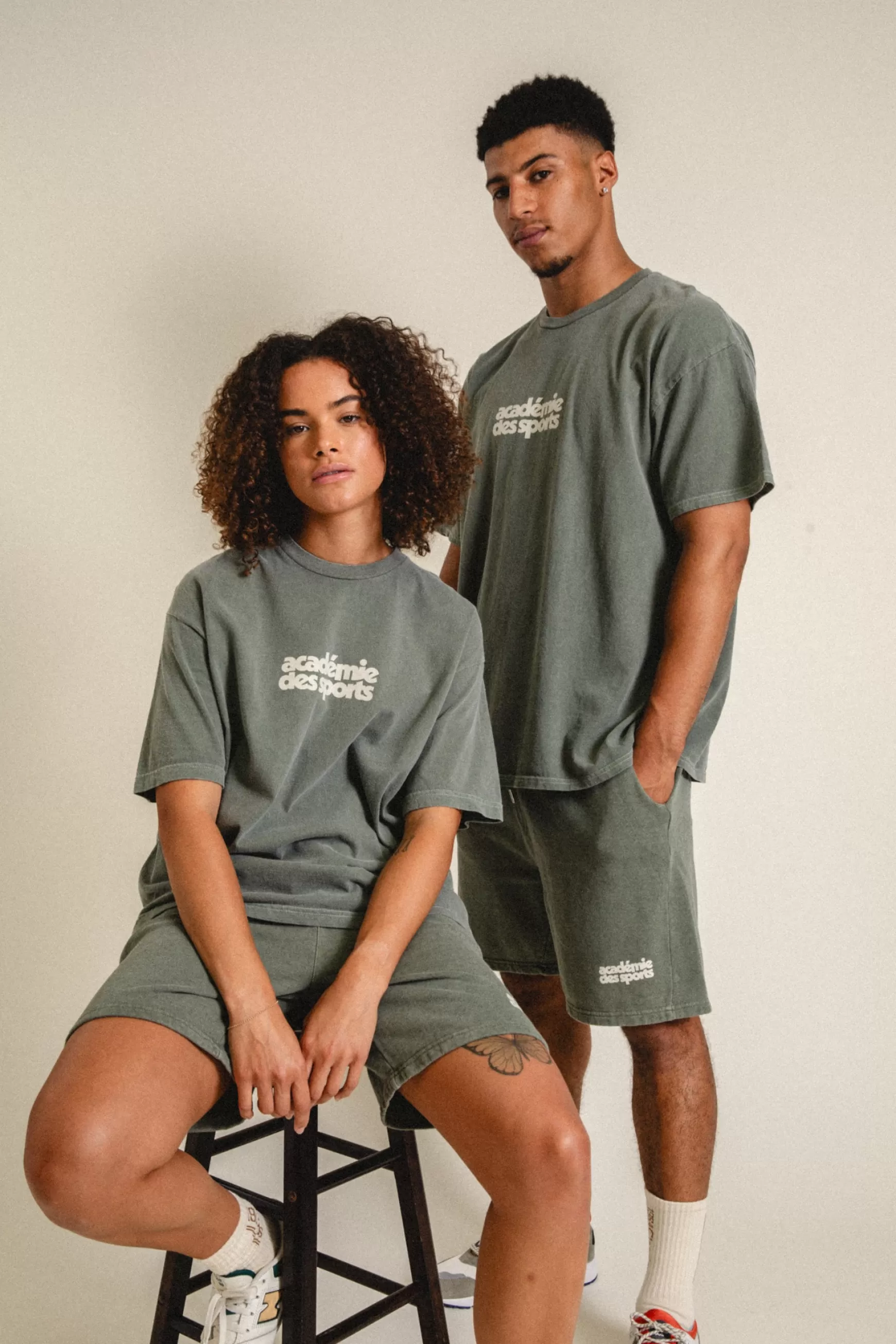 Vice 84 'Academie Des Sports' Vintage Washed Tee - Khaki Cheap