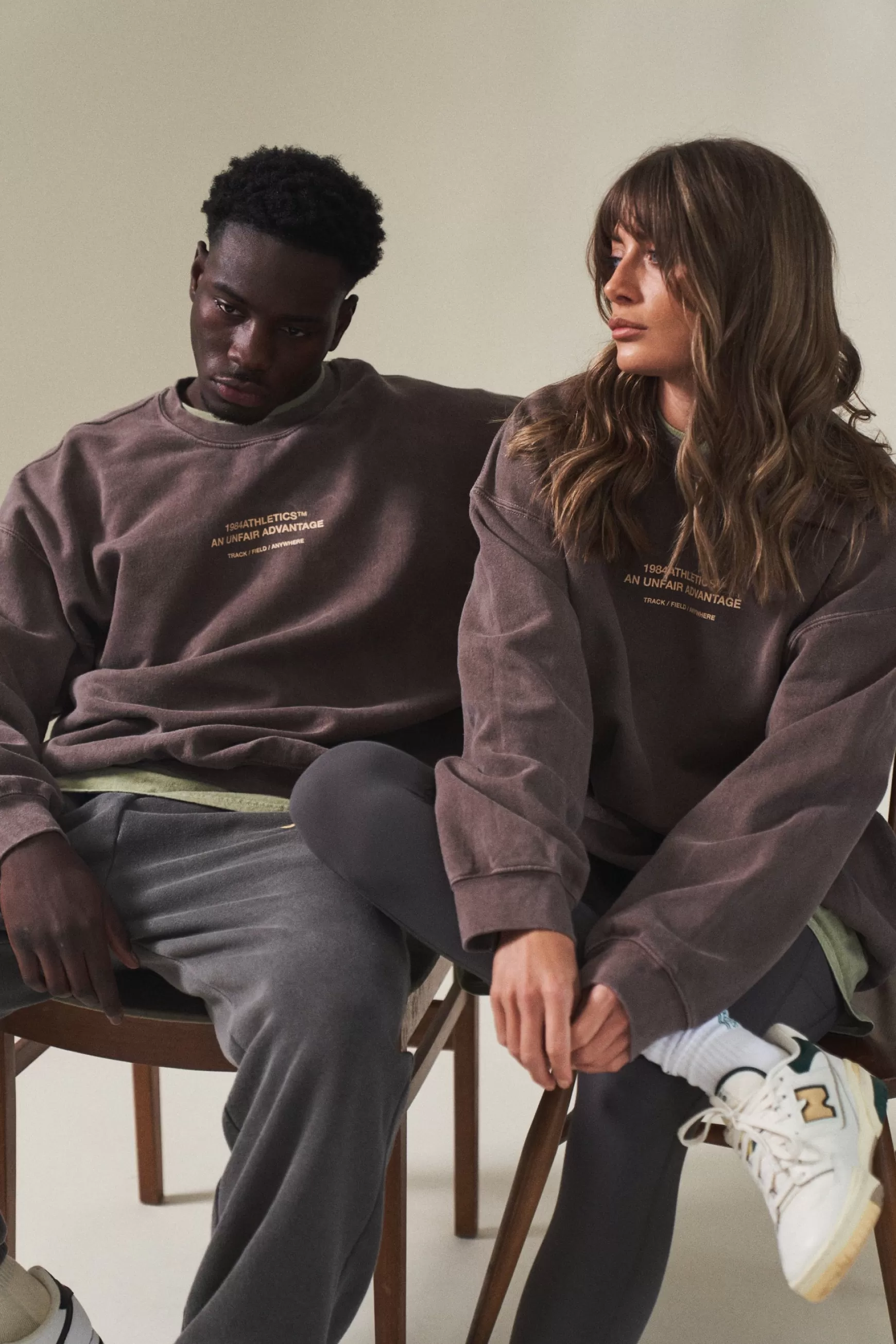 Vice 84 'Athletics' Vintage Washed Sweater - Chocolate Clearance
