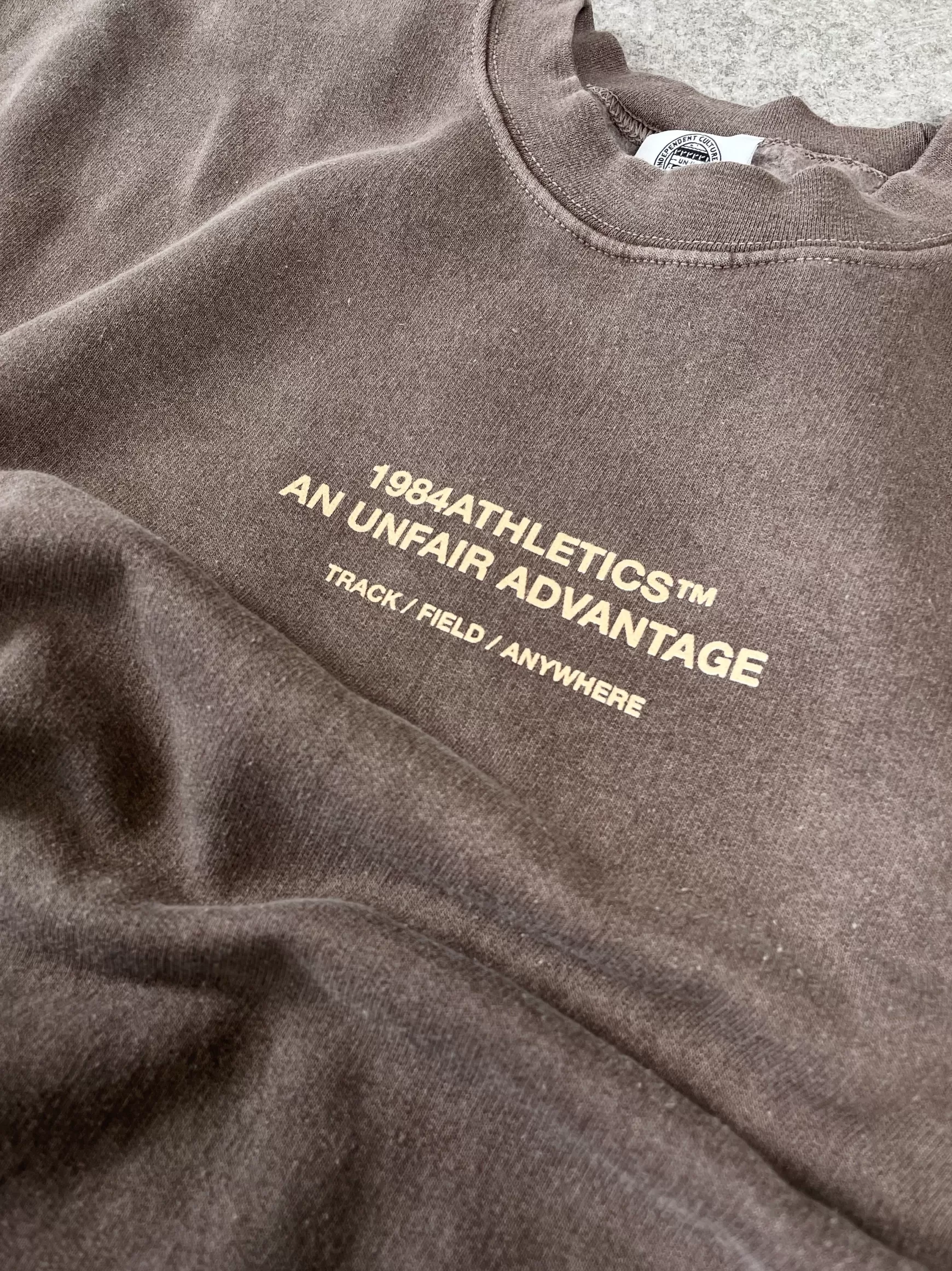 Vice 84 'Athletics' Vintage Washed Sweater - Chocolate Clearance