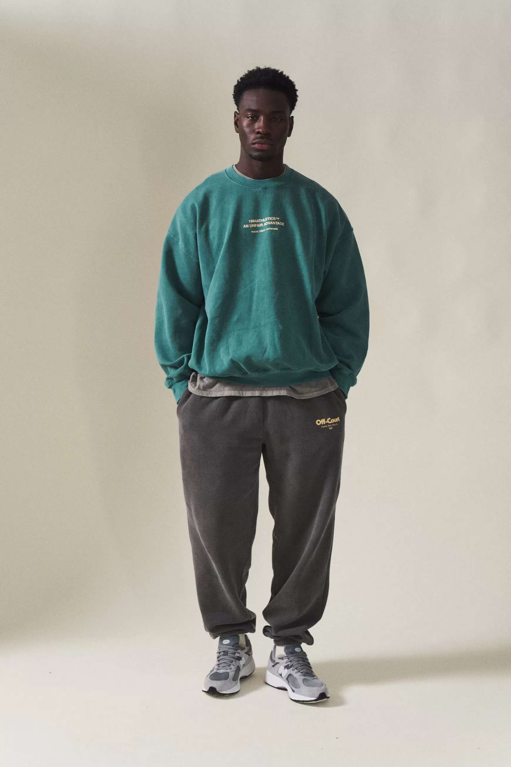Vice 84 'Athletics' Vintage Washed Sweater - Emerald Green Shop