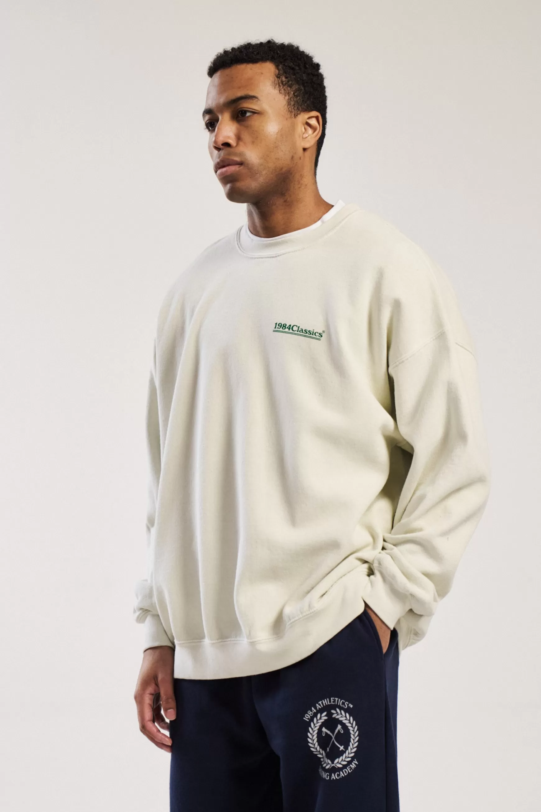 Vice 84 'Classics' Vintage Washed Sweater - Cream Flash Sale