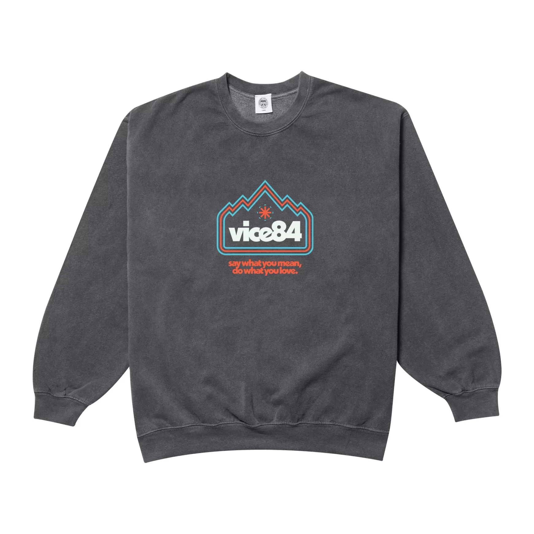 Vice 84 'Discovery' Vintage Washed Sweatshirt - Charcoal Flash Sale