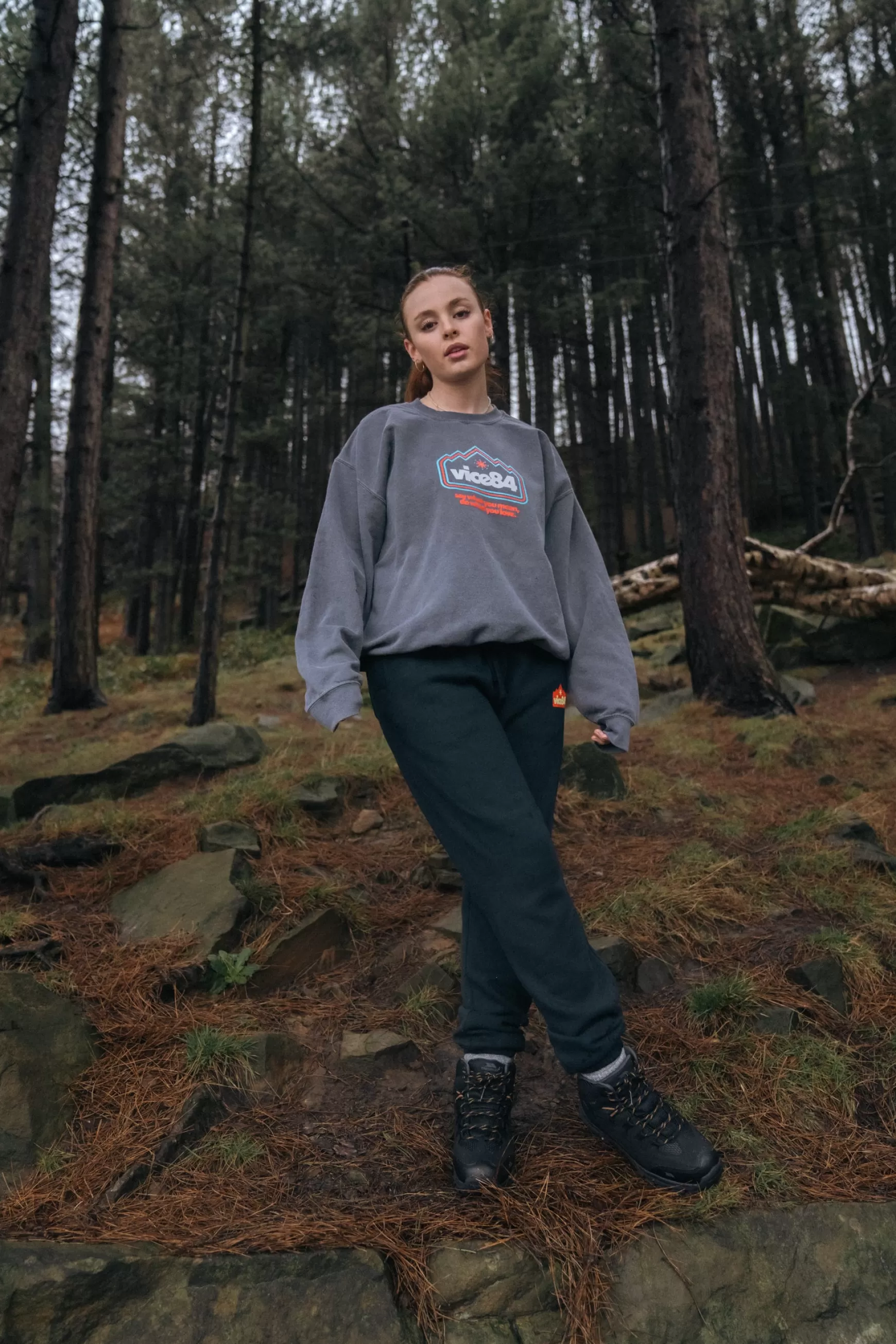 Vice 84 'Discovery' Vintage Washed Sweatshirt - Charcoal Flash Sale