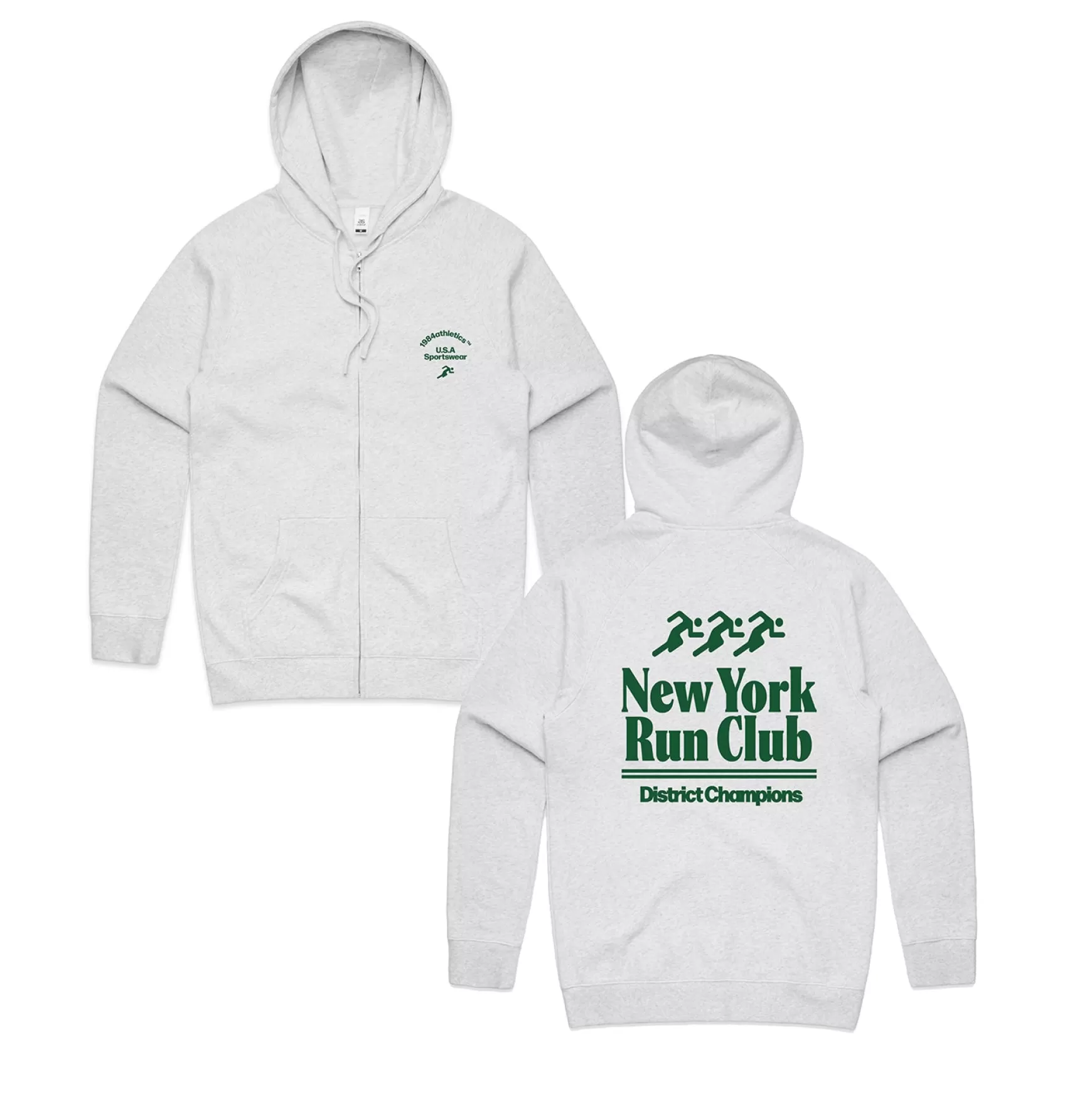 Vice 84 'Nyc Run Club' Zip Up Hoodie - Ash Grey Best Sale