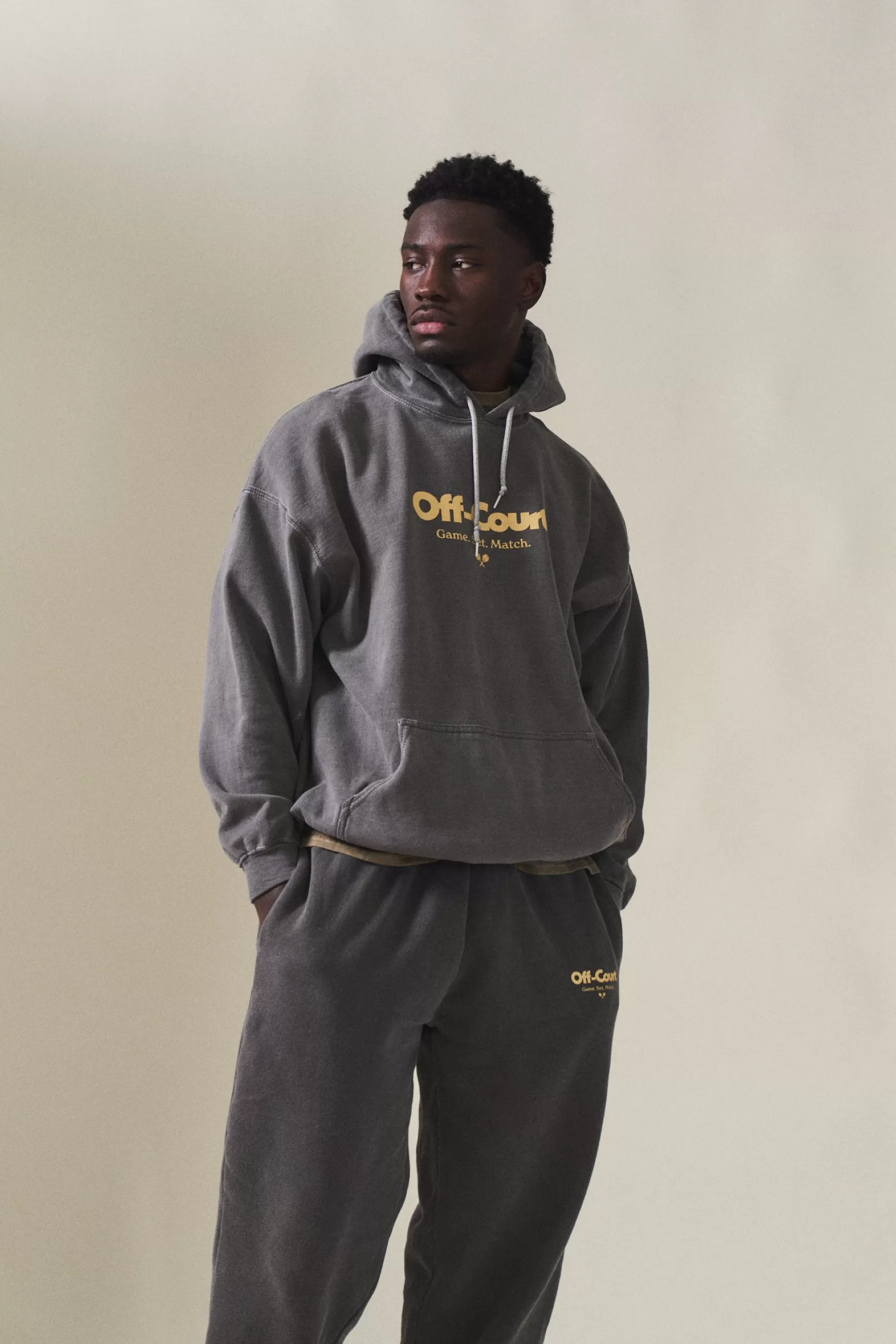 Vice 84 'Off-Court Gsm' Vintage Washed Hoodie - Charcoal Clearance