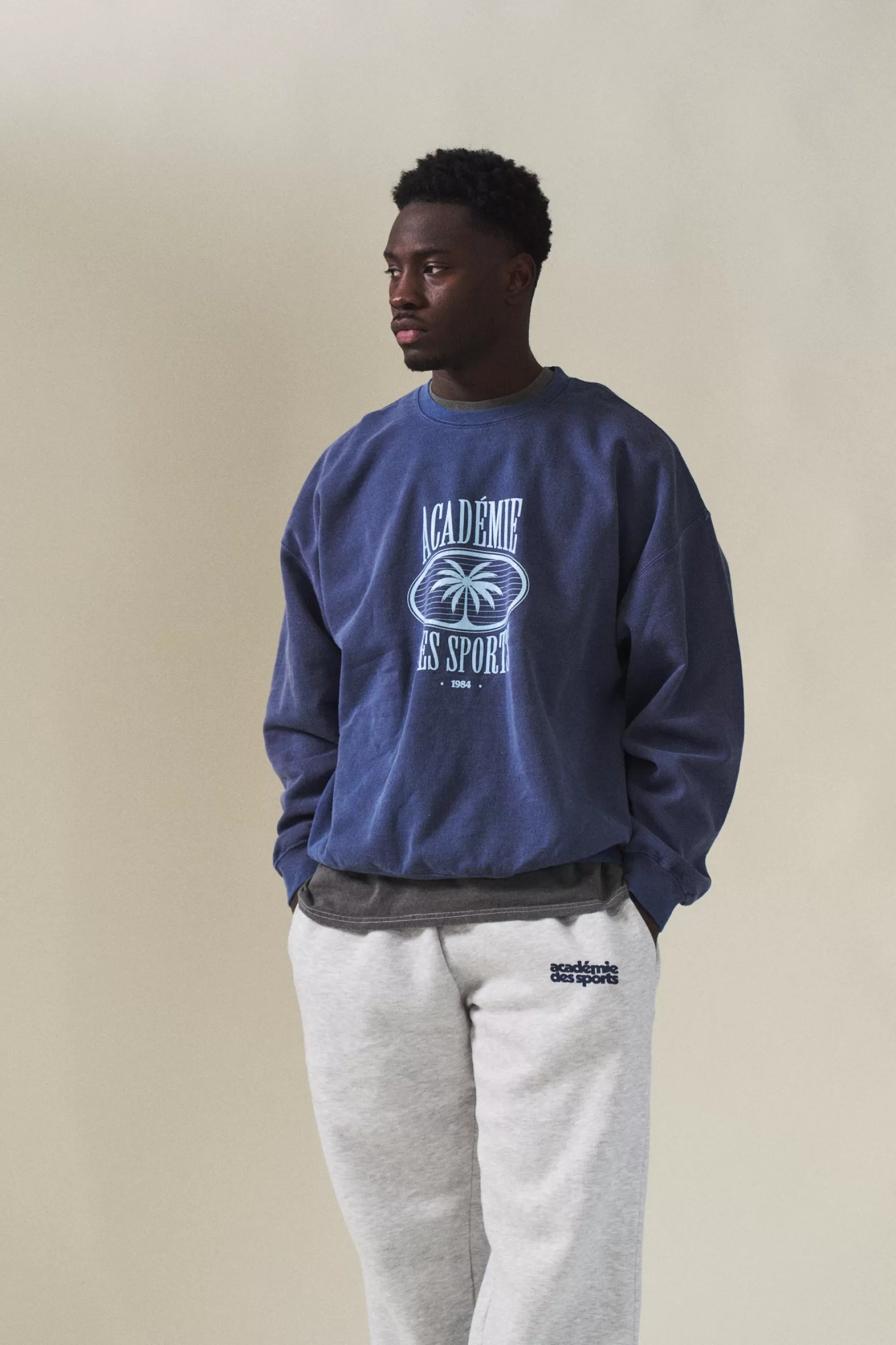 Vice 84 'Palms' Vintage Washed Sweater - French Navy Shop