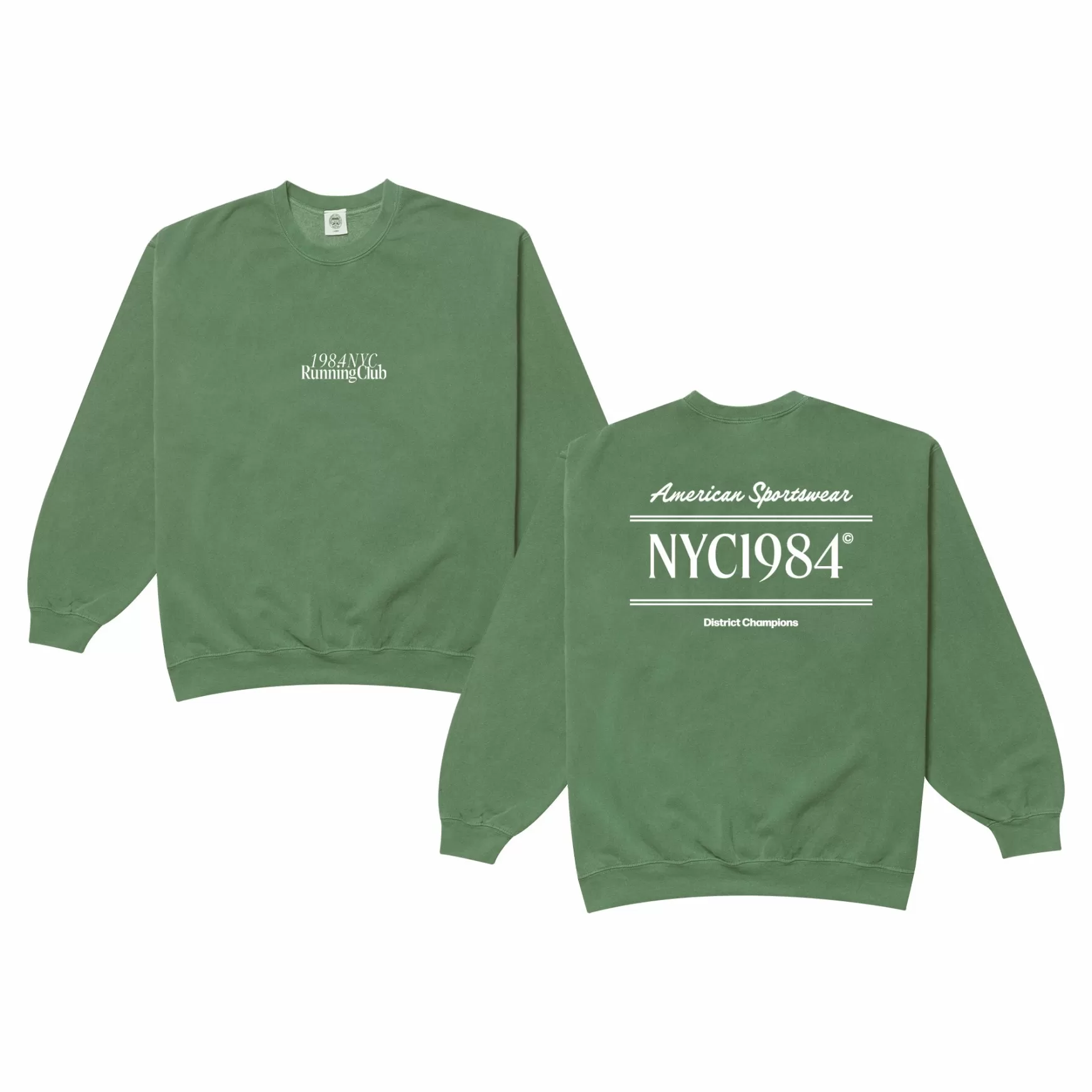 Vice 84 'Running Club' Sweater - Vintage Washed Moss Clearance