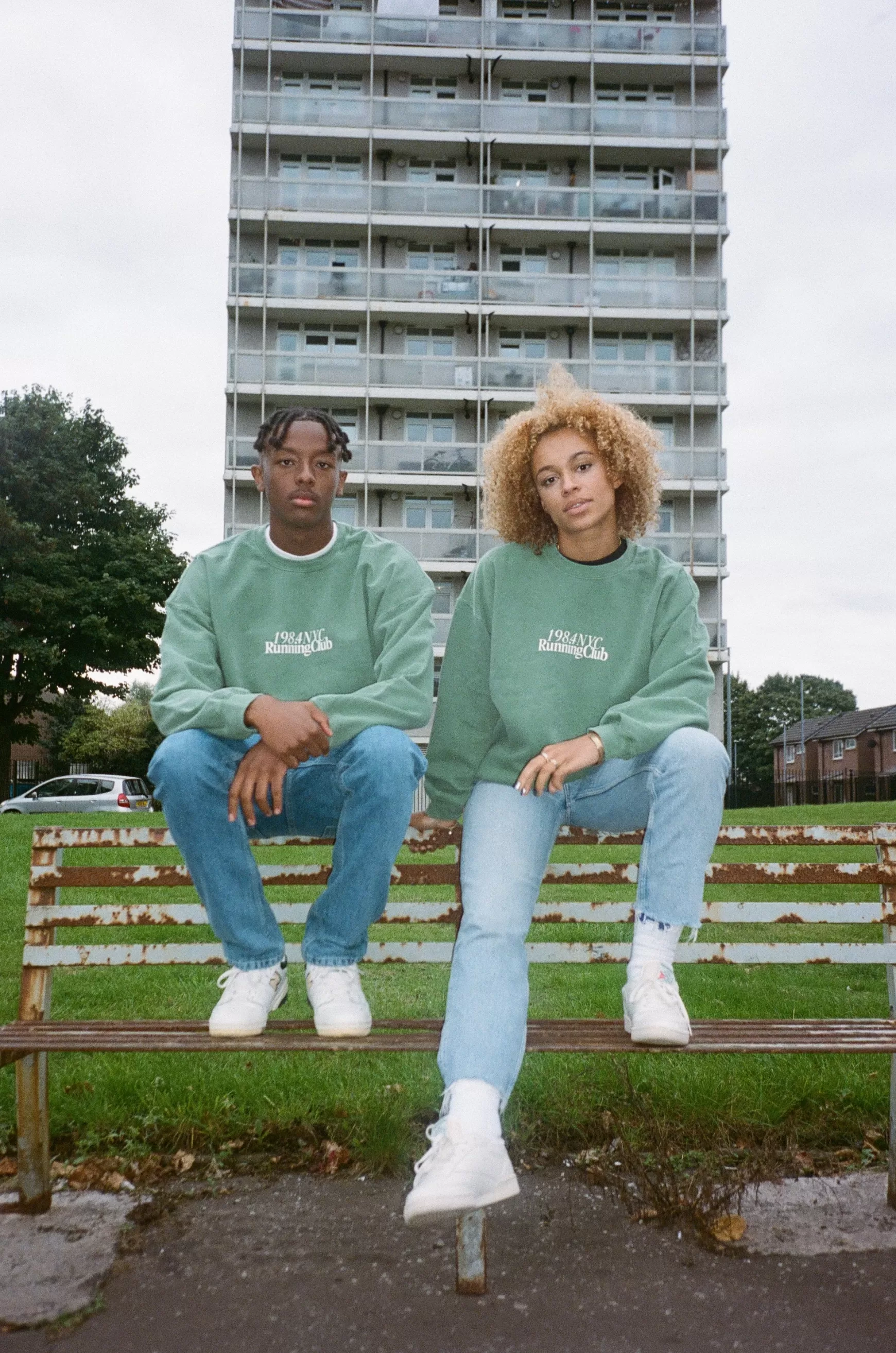 Vice 84 'Running Club' Sweater - Vintage Washed Moss Clearance
