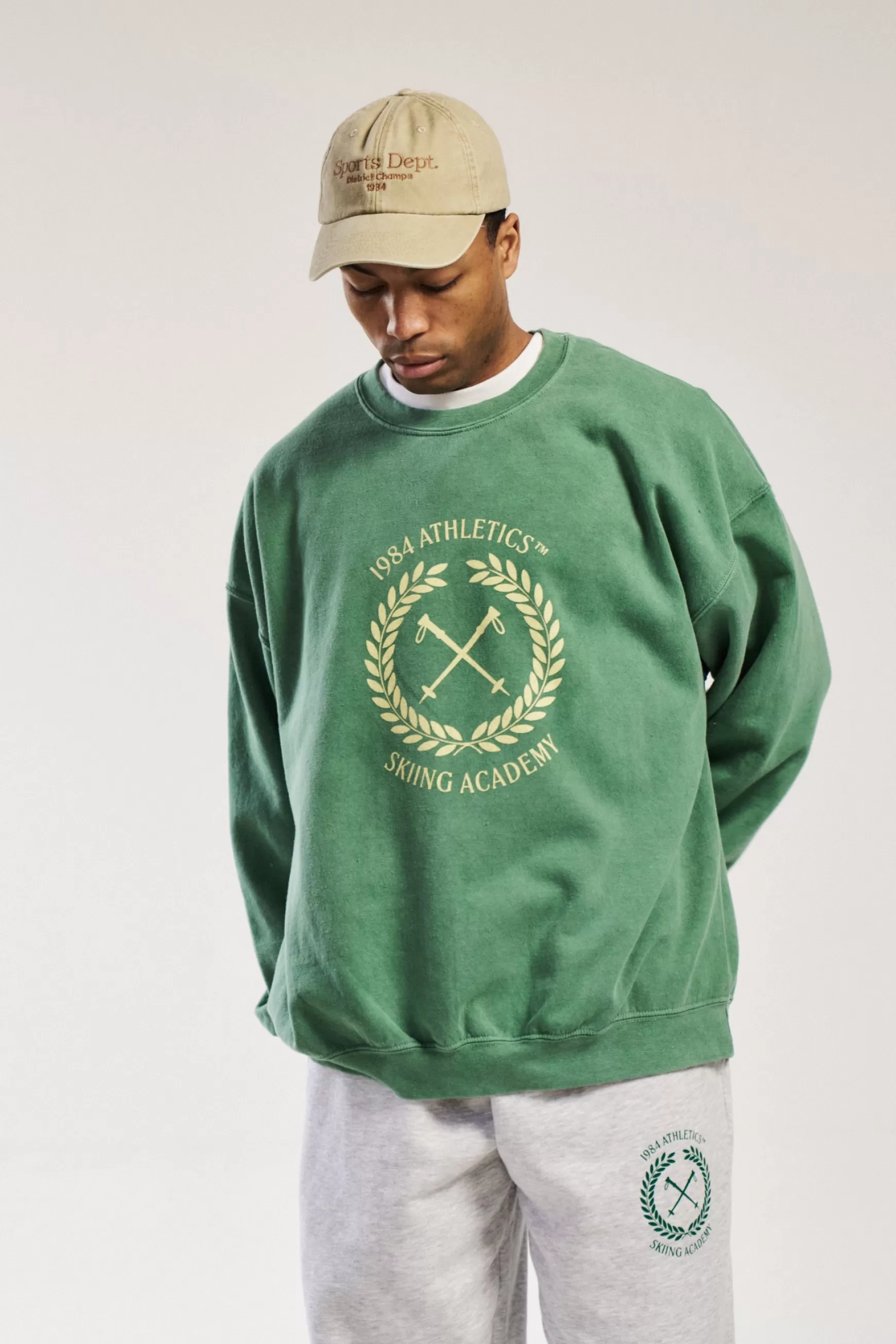 Vice 84 'ski Academy' Vintage Washed Sweater - Fern Green Online