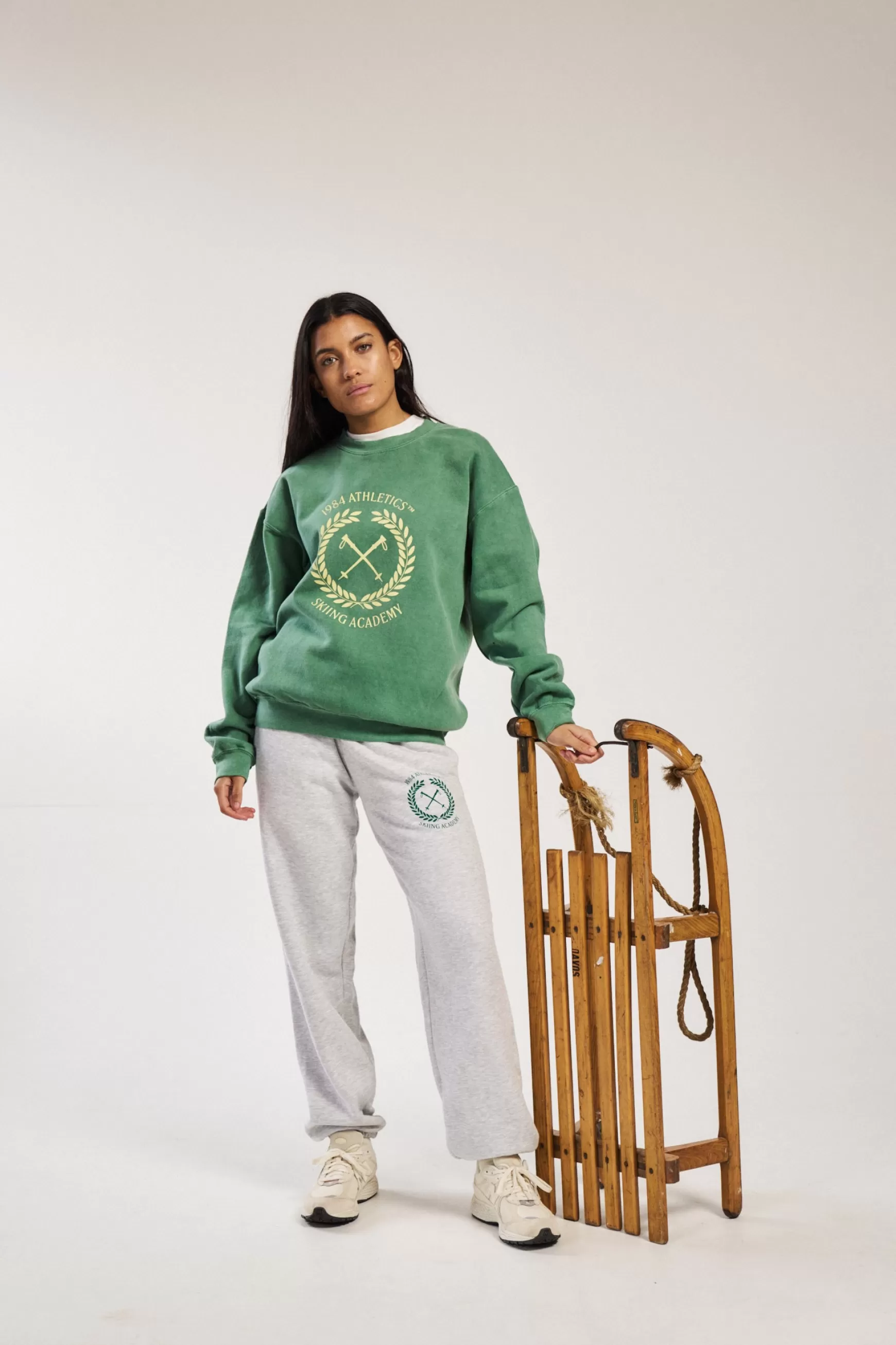 Vice 84 'ski Academy' Vintage Washed Sweater - Fern Green Online