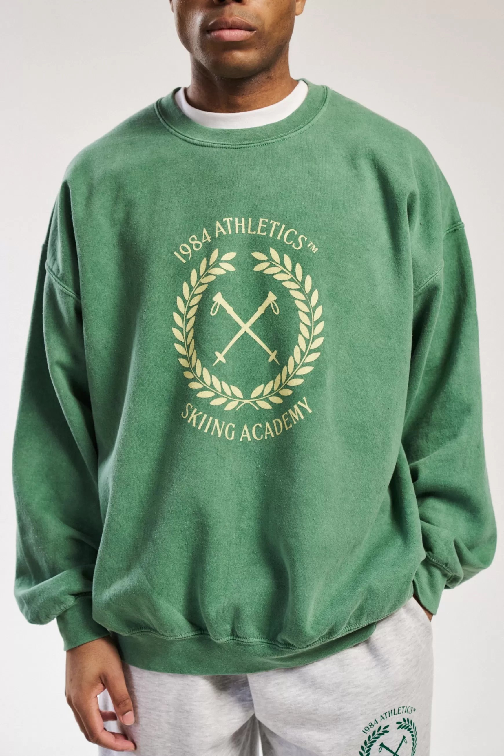 Vice 84 'ski Academy' Vintage Washed Sweater - Fern Green Online