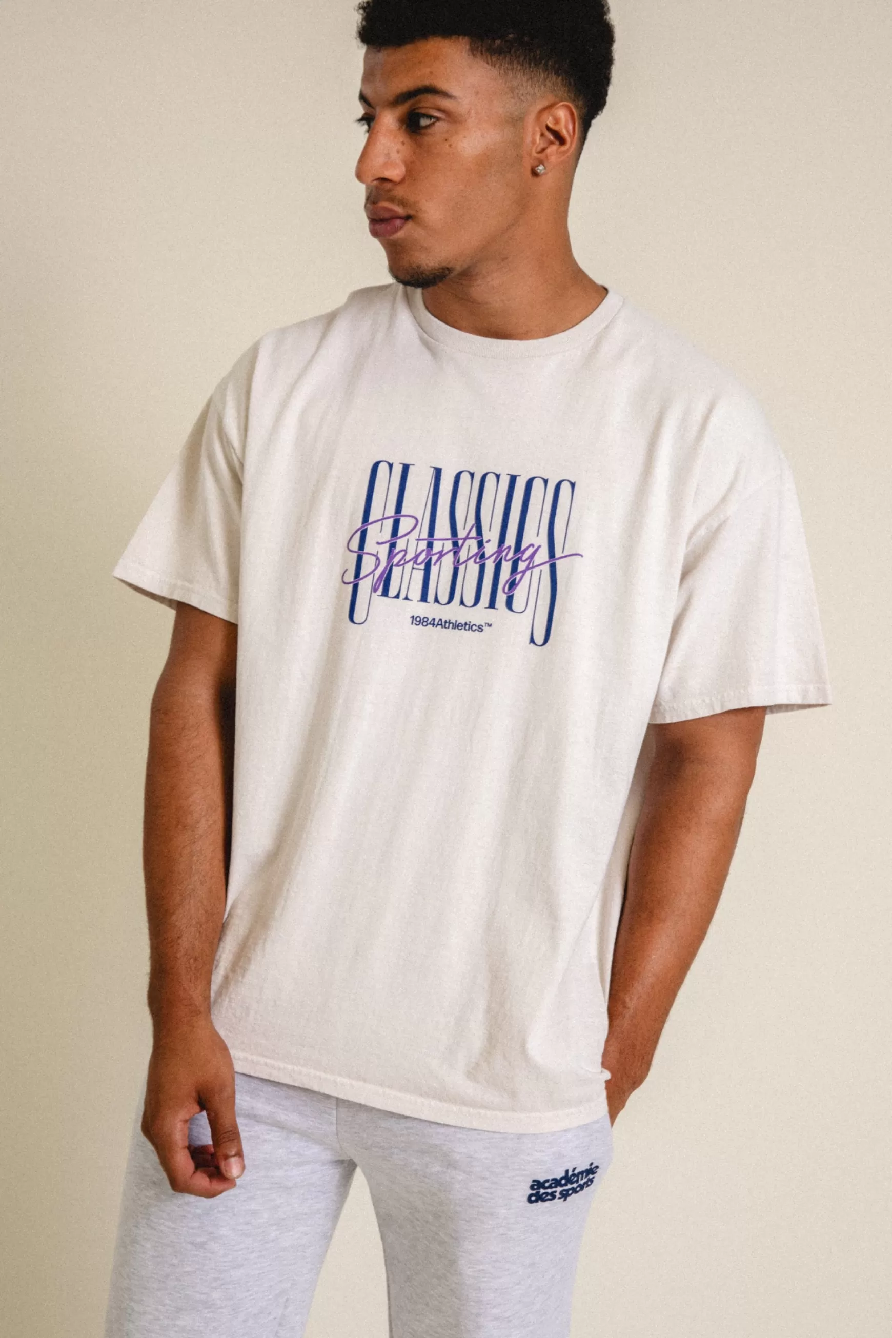 Vice 84 'sporting Classics' Vintage Washed Tee - Ecru Flash Sale
