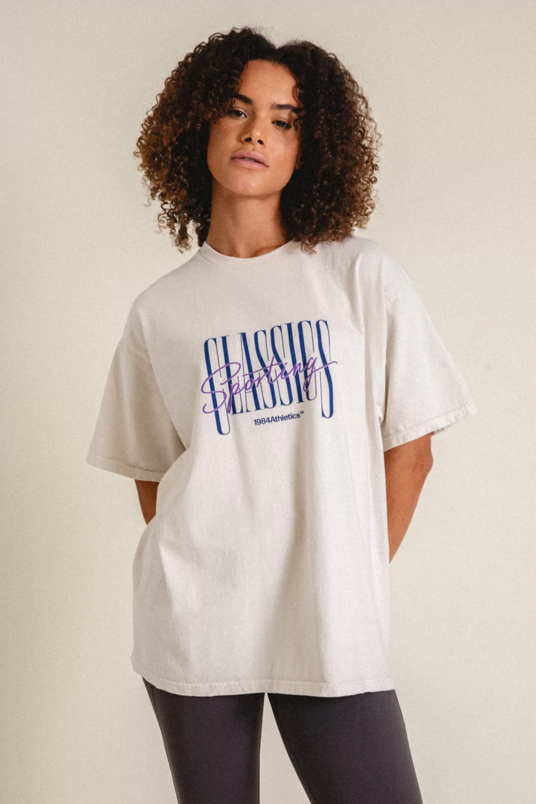 Vice 84 'sporting Classics' Vintage Washed Tee - Ecru Flash Sale