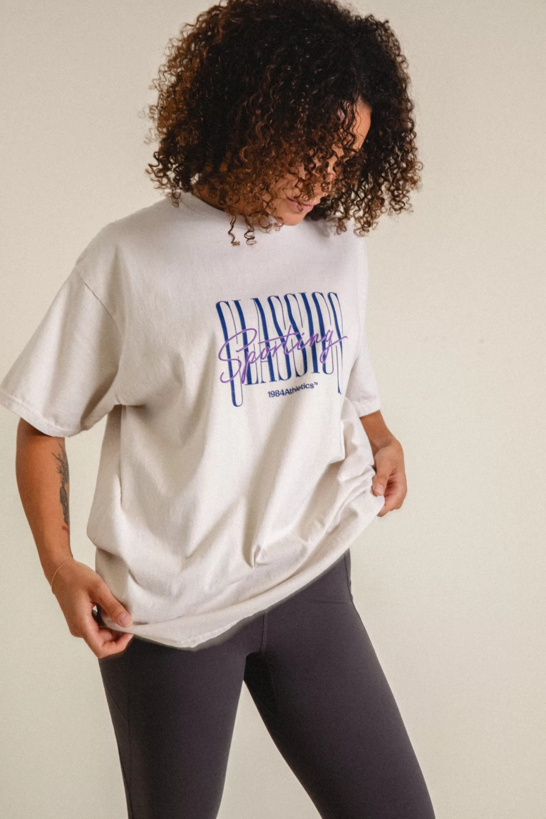 Vice 84 'sporting Classics' Vintage Washed Tee - Ecru Flash Sale
