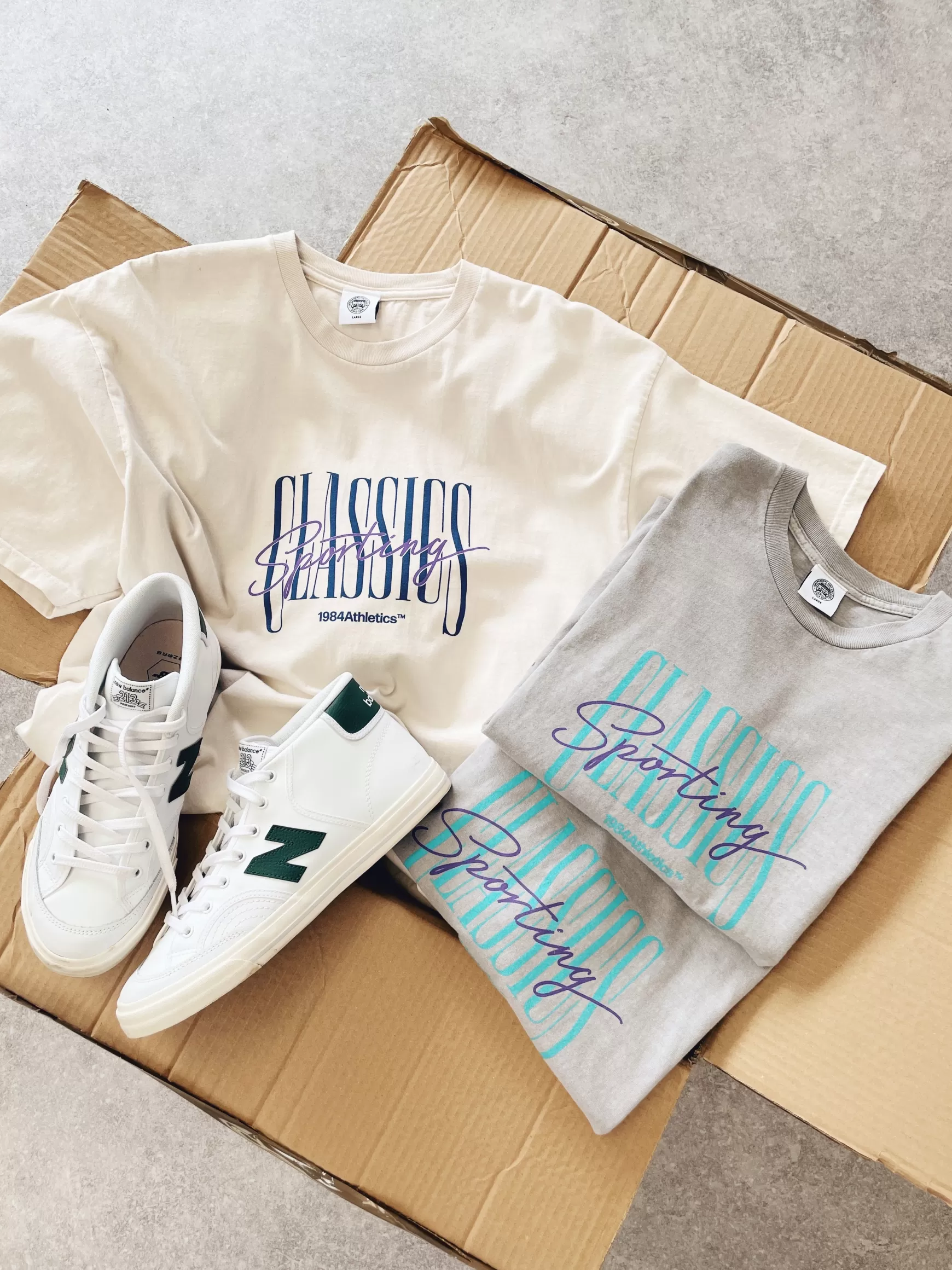 Vice 84 'sporting Classics' Vintage Washed Tee - Ecru Flash Sale