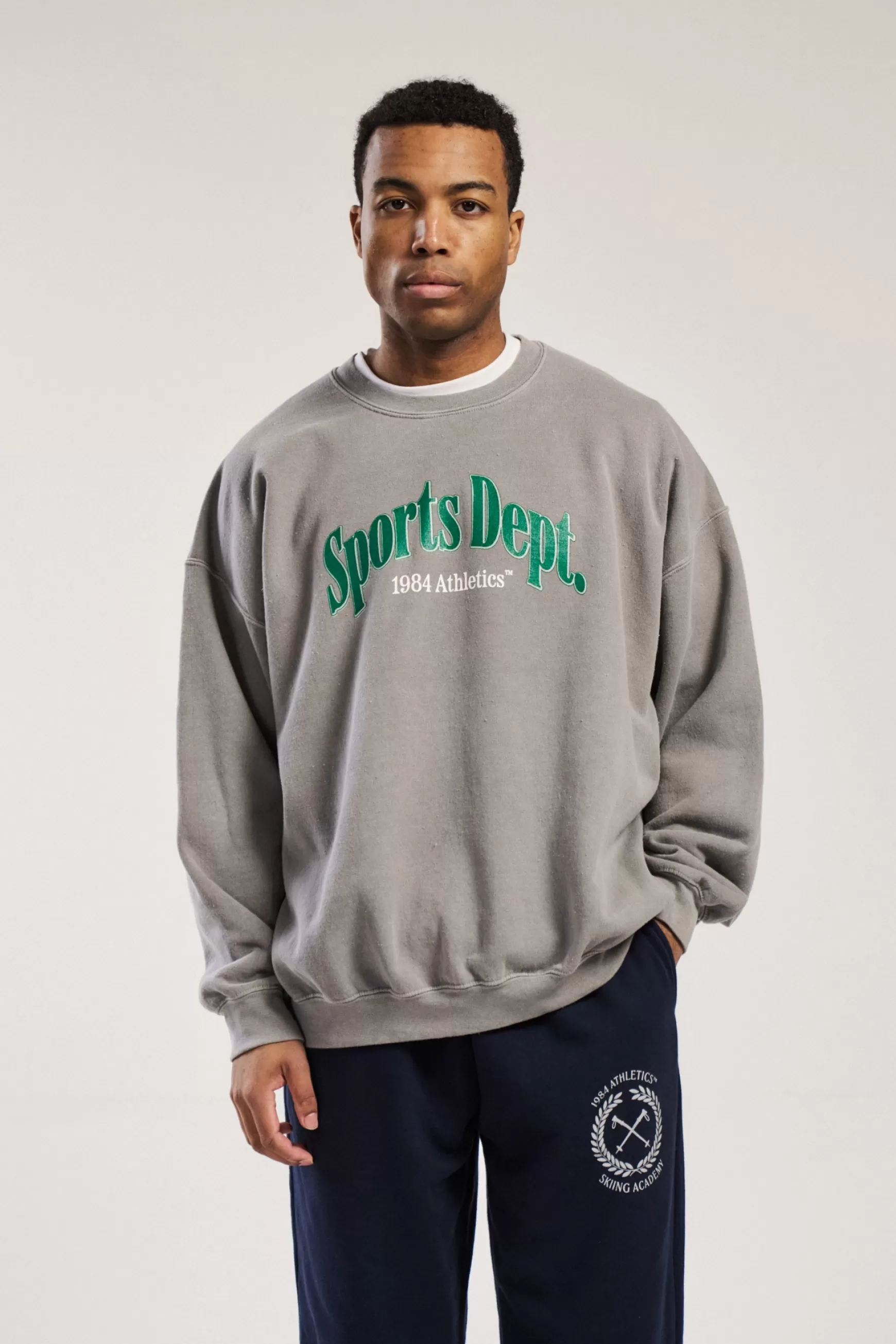 Vice 84 'sports Dept' Vintage Washed Sweater - Grey Best