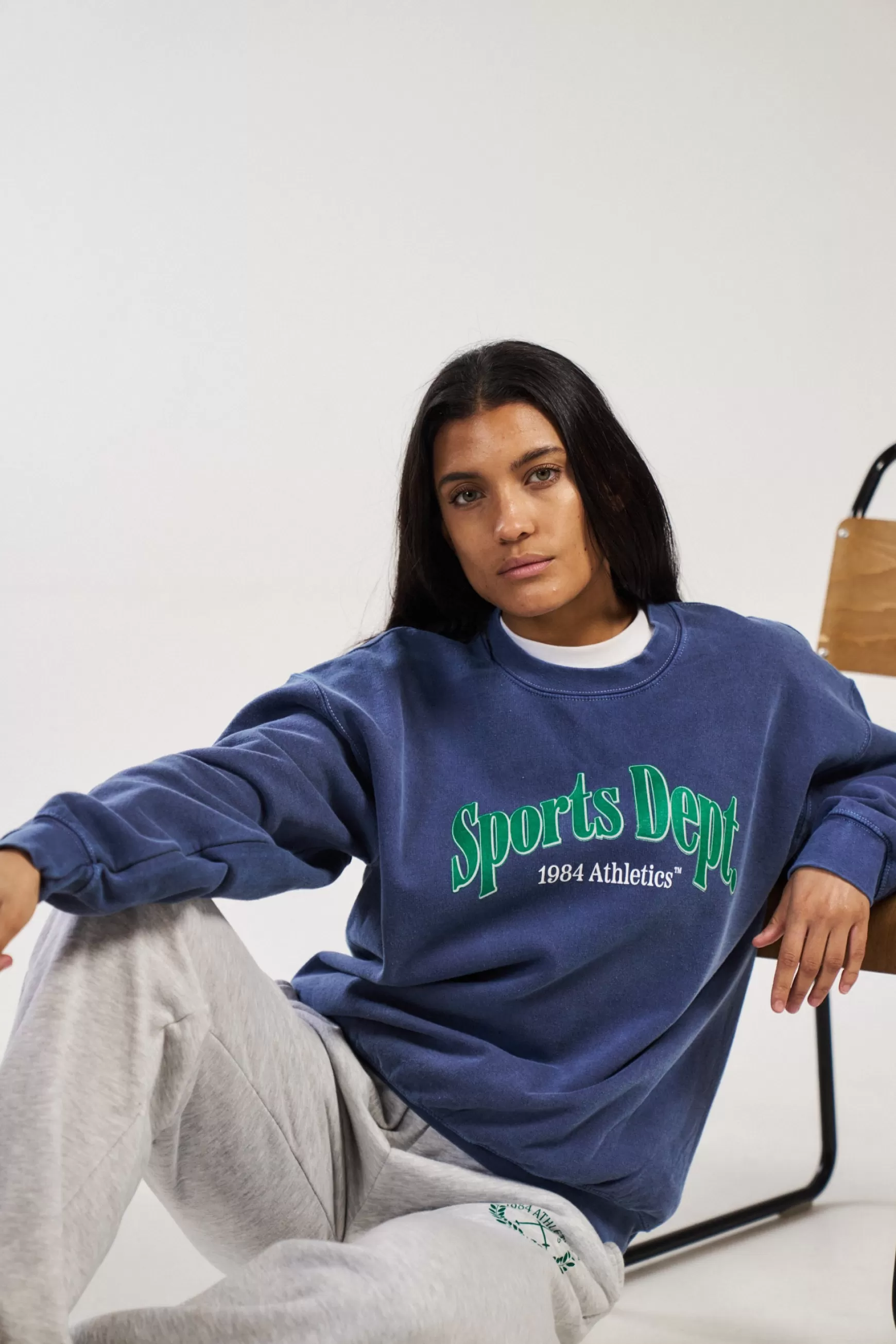 Vice 84 'sports Dept' Vintage Washed Sweater - Marine Discount
