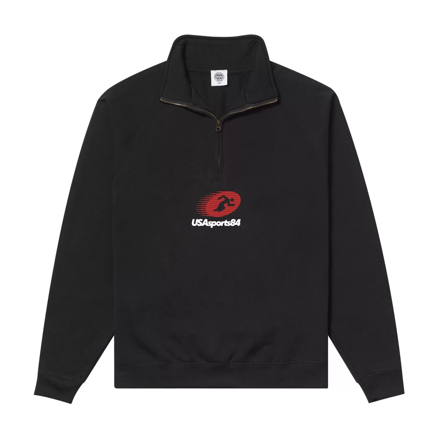 Vice 84 'sports Runner' Embroidered 1/4 Zip Sweater - Black New