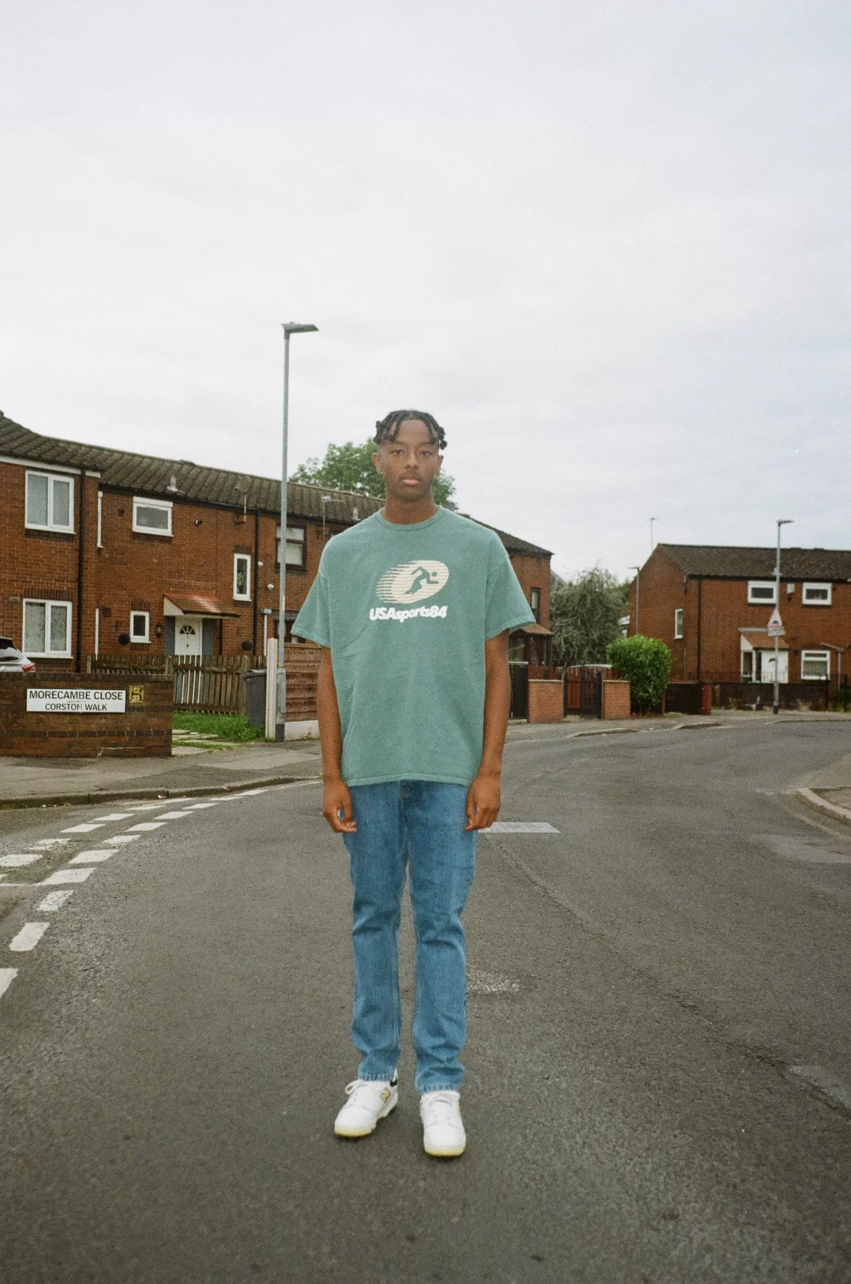 Vice 84 'sports Runner' Tee - Vintage Washed Green Clearance
