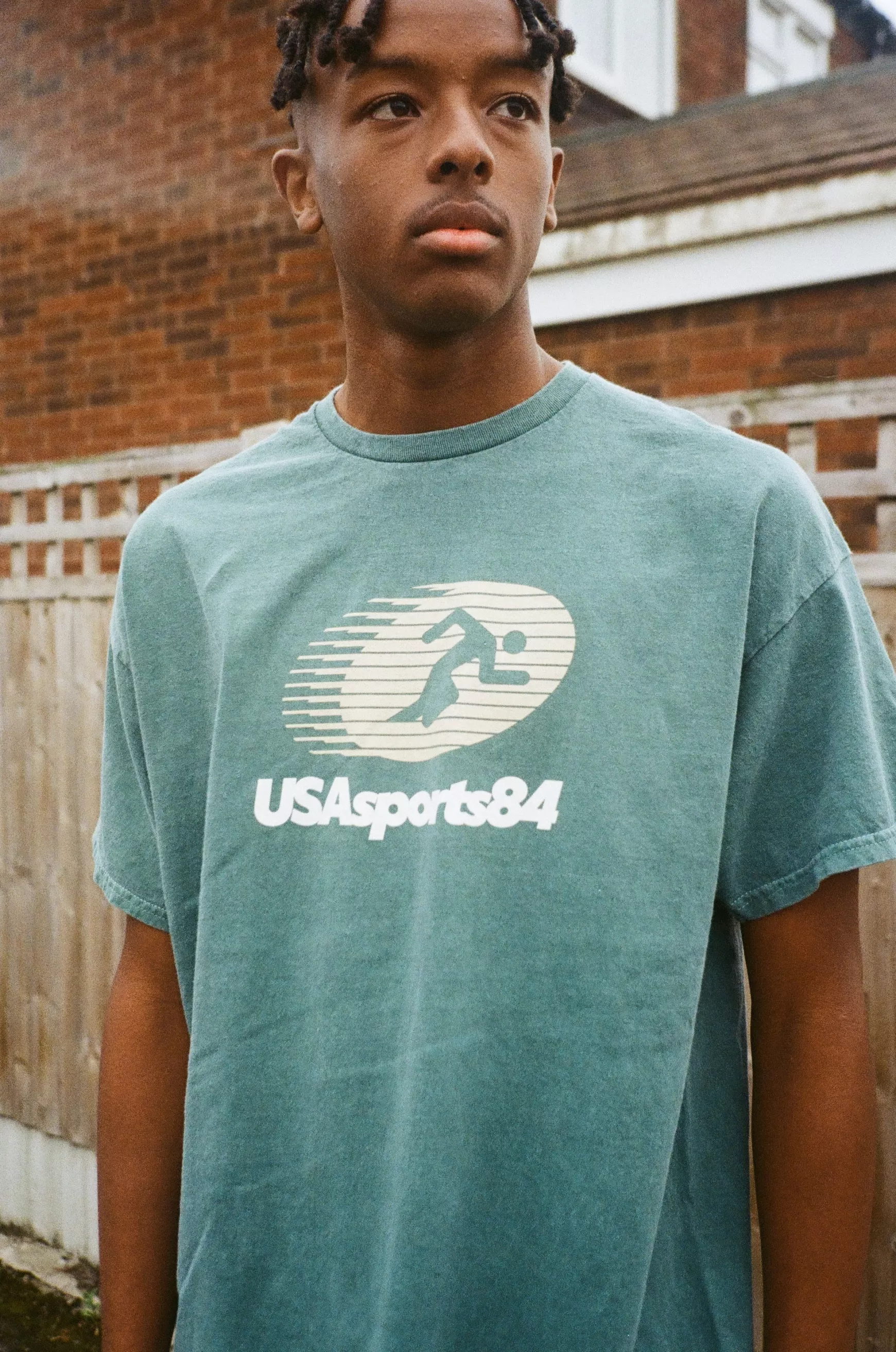Vice 84 'sports Runner' Tee - Vintage Washed Green Clearance