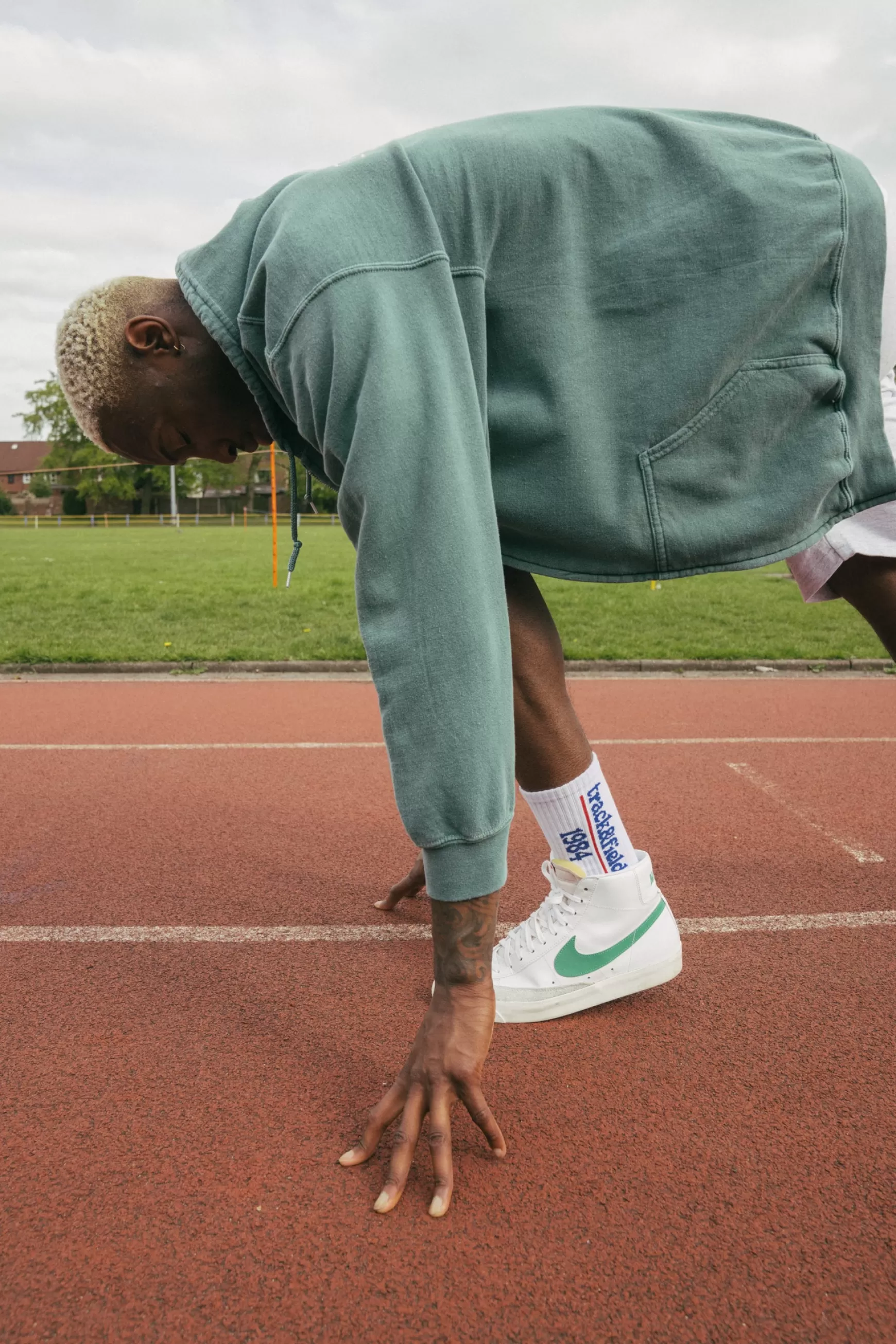 Vice 84 'Track Runner' Zip Up Vintage Washed Hoodie - Hunter Green Flash Sale