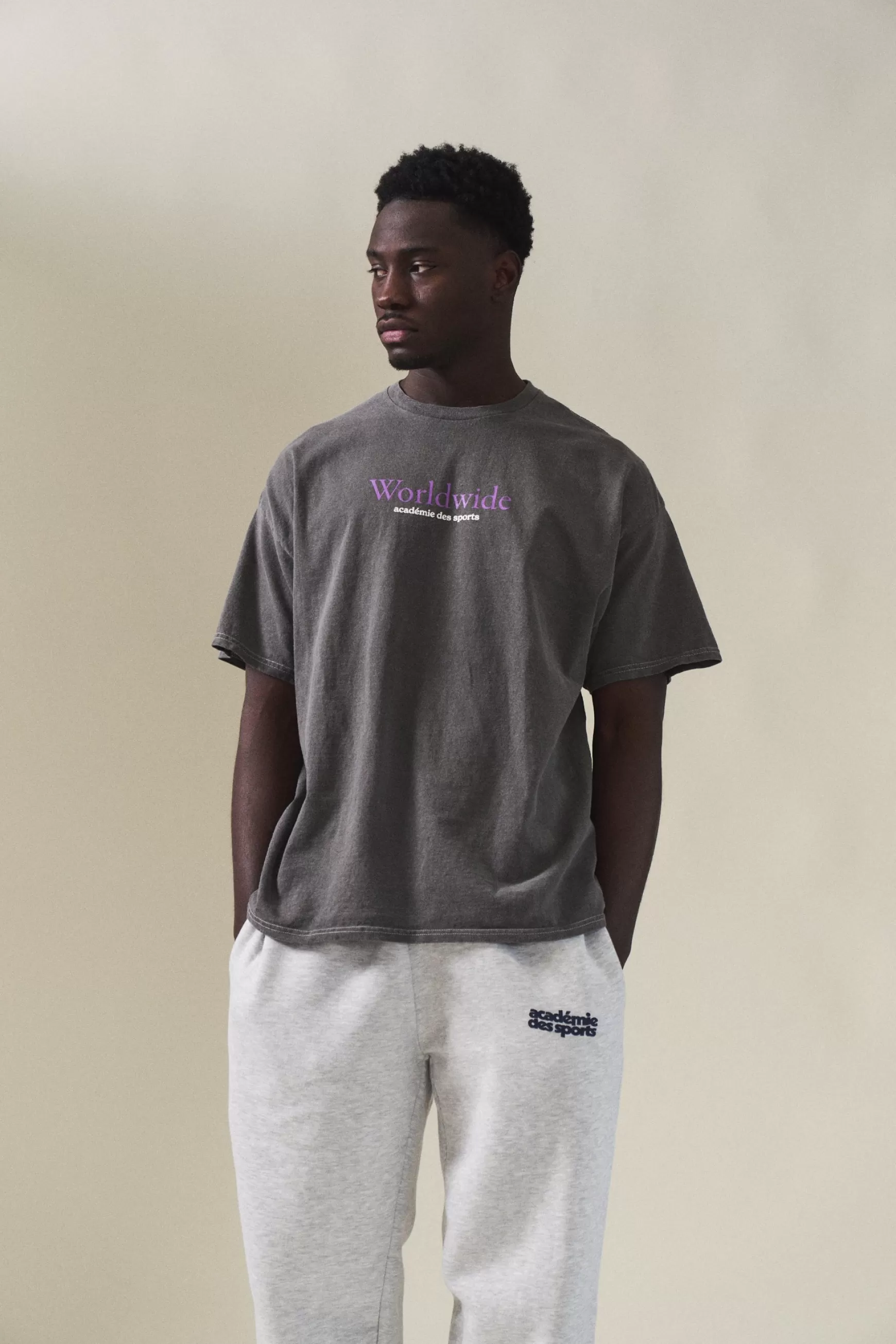 Vice 84 'Worldwide' Vintage Washed Tee - Charcoal New